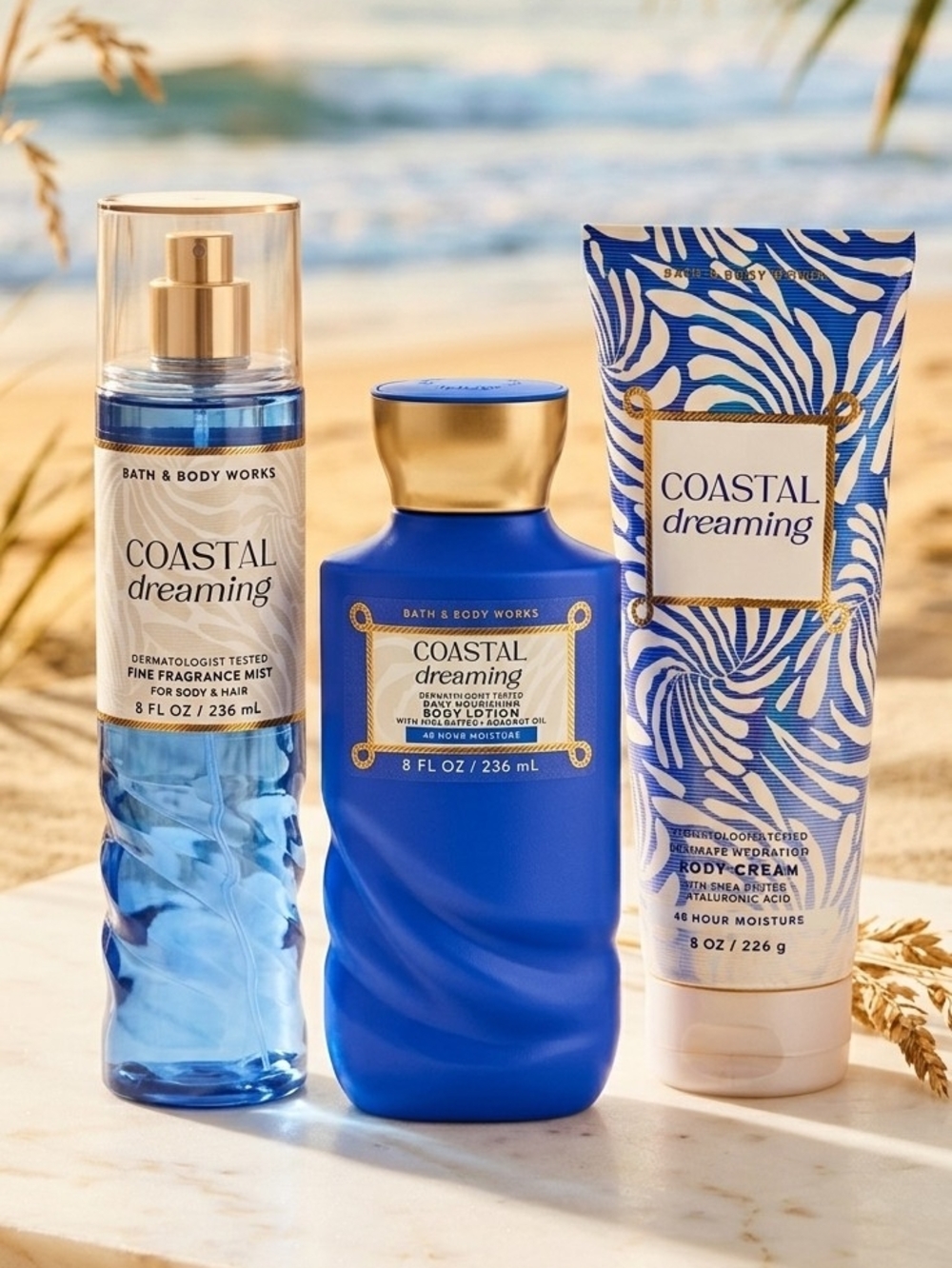 Bath & Body Works Coastal Dreaming Blue Lotion, Mist & Cream Set